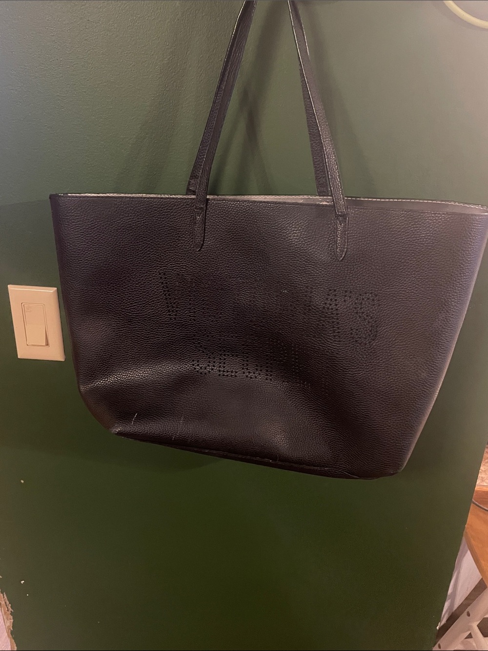 Victoria Secret Classic Black Leather Tote Bag - Versatile Everyday Carry